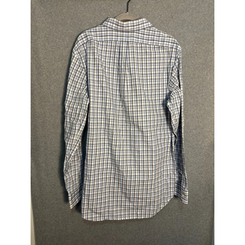 Banana Republic Button Down Shirt Men L‎ Blue Plaid Non Iron Classic Cotton